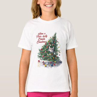 T-shirt Conception d'arbre de Noël à aquarelle Chaos de ch