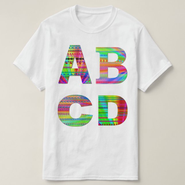 T-shirt Conception d'arc-en-ciel des lettres ABCD (Design devant)