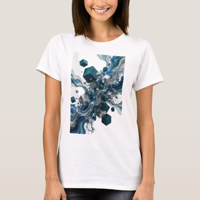 T-shirt Conception d'art abstrait argenté iconique (Devant)