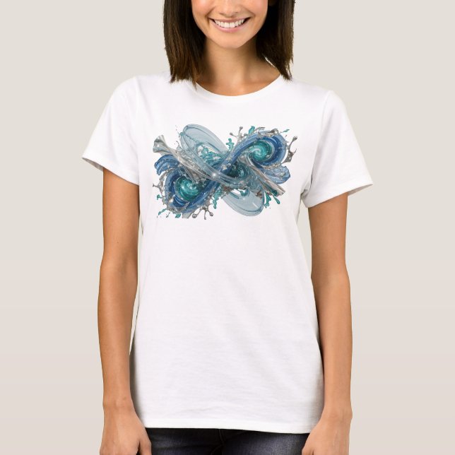 T-shirt Conception d'art abstrait argenté vif (Devant)