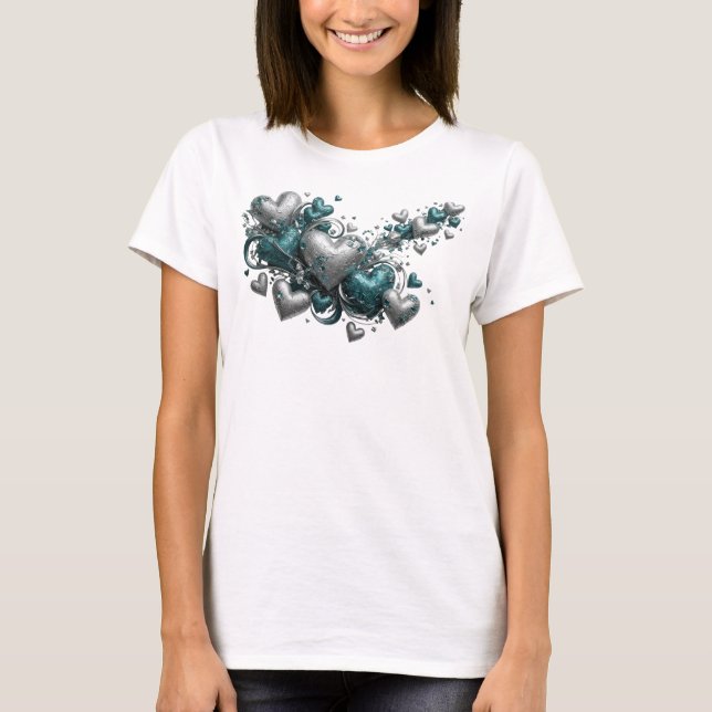 T-shirt Conception d'art abstrait sarcelle vif (Devant)
