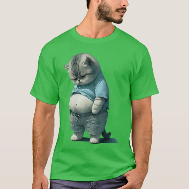 T-shirt Conception d'art de chat gras drôle Kitten gras am (Devant)