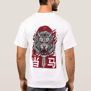 T-shirt Conception d'art de guerrier tigre japonais