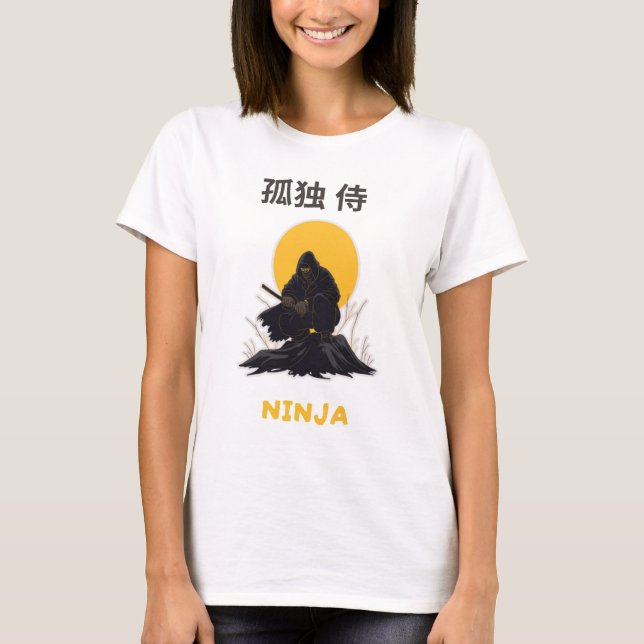 T-shirt Conception d'art de ninja samouraï solitaire (Devant)