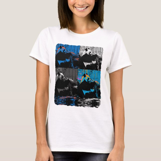 T-shirt Conception d'art moderne multi-panneaux d'ours Pan (Devant)