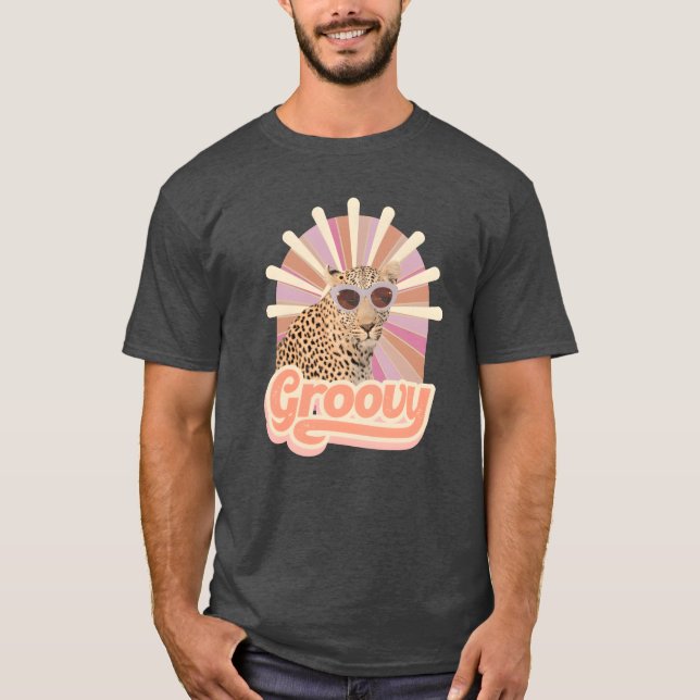 T-shirt Conception d'art pop moderne léopard groovy rétro (Devant)