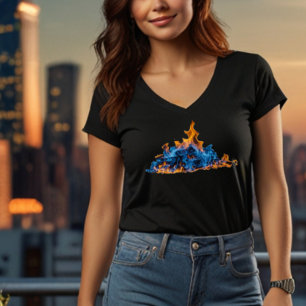 T-shirt Conception d'art vibrant "Flammes de feu bleues et