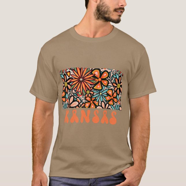 T-shirt Conception d'artiste de l'État du Kansas Illustrat (Devant)