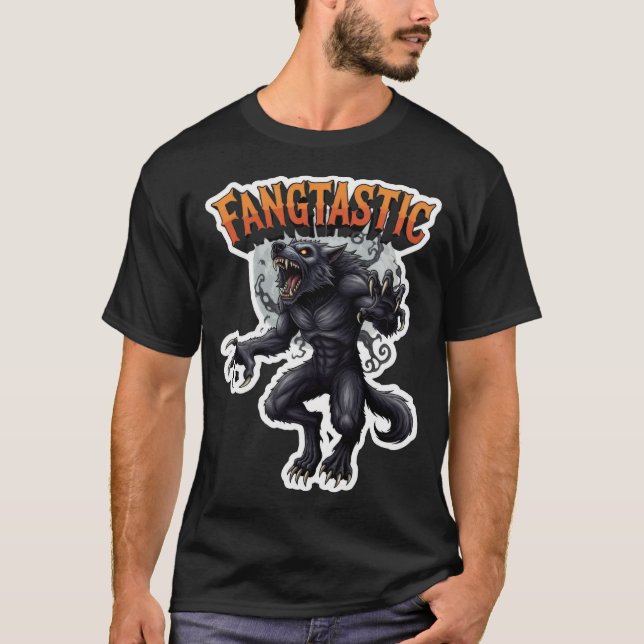 T-shirt Conception d'autocollant de loup-garou hurlant à l (Devant)