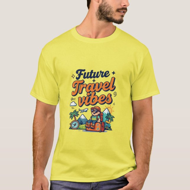 T-shirt Conception d'aventure de vibrations de voyage futu (Devant)