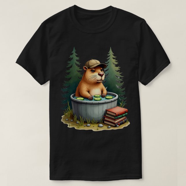 T-shirt Conception de baignoire à remous de camping de cap (Design devant)