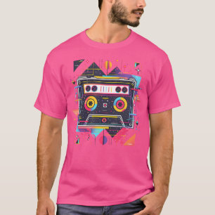 T-shirt Conception De Bande De Cassette Géométrique Pour F