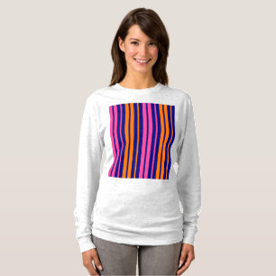 T-shirt Conception de bandes verticales orange bleu rose