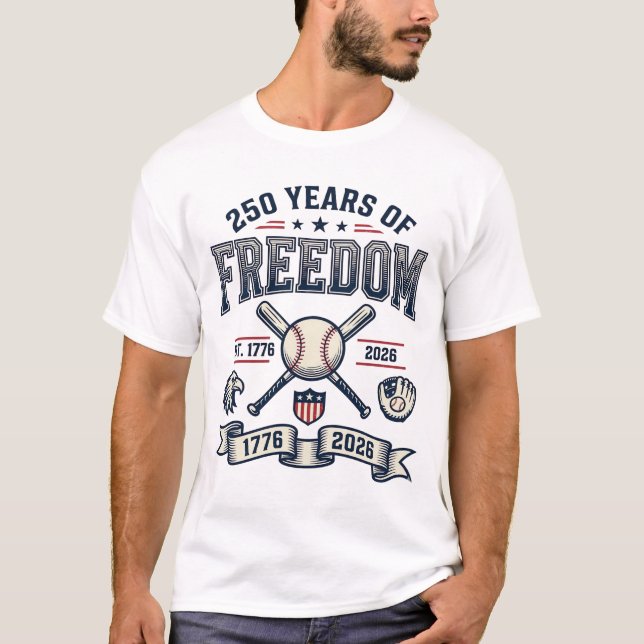 T-shirt Conception de baseball patriotique 250 ans de libe (Devant)