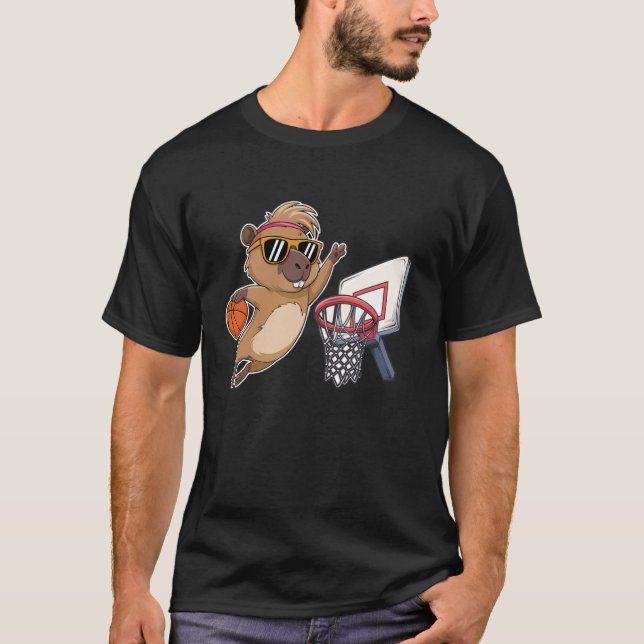 T-shirt Conception de basketball drôle Capybara mignon jou (Devant)