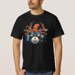 T-shirt Conception de batteur pieuvre personnalisé
