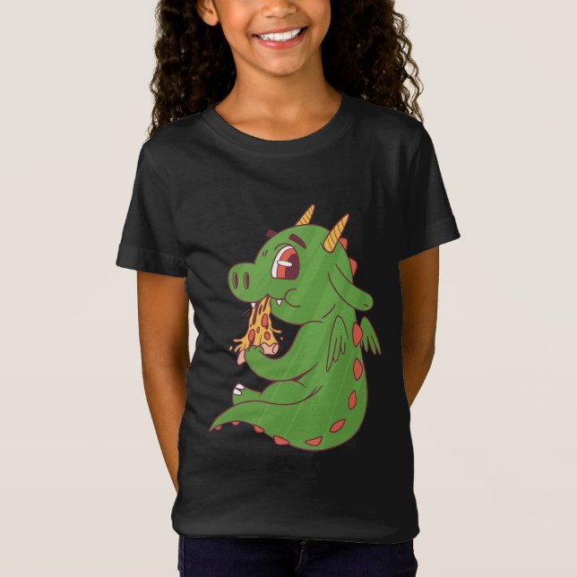 T-Shirt Conception de bébé dragon mangeant une délicieuse  (Devant)