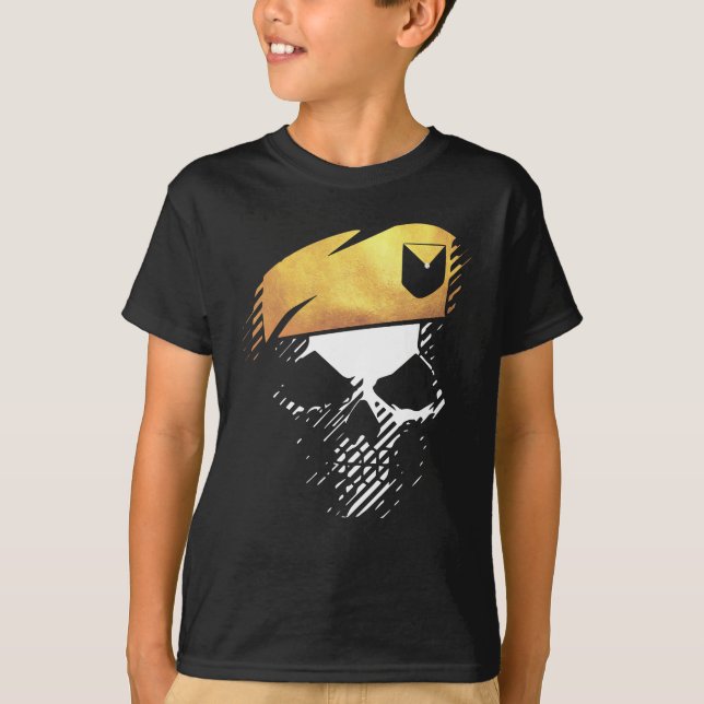 T-shirt Conception de béret tactique de soldat de crâne mi (Devant)