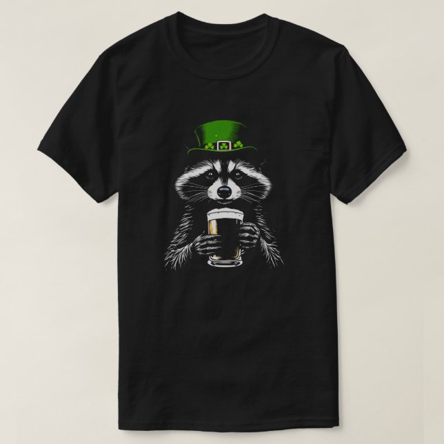 T-shirt Conception de bière Raton Laveur Chanceux (Design devant)