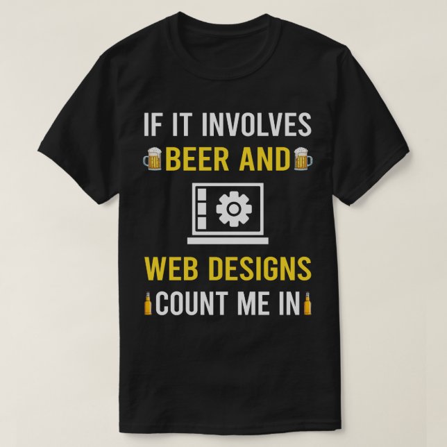 T-shirt Conception De Bières Et Web Design Designs (Design devant)