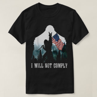 T-shirt Conception de Bigfoot tenant le drapeau américain