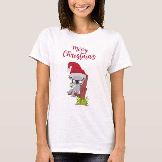 T-shirt Conception de boisson de Noël Cute Koala en Austra (Devant)