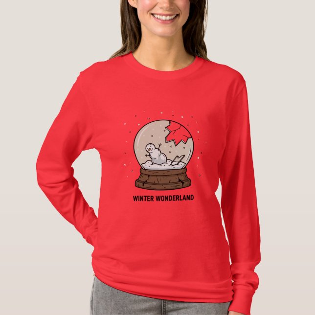 T-shirt Conception de boule à neige de pays des merveilles (Devant)