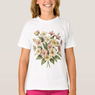 T-shirt Conception de bouquet de monogramme floral élégant