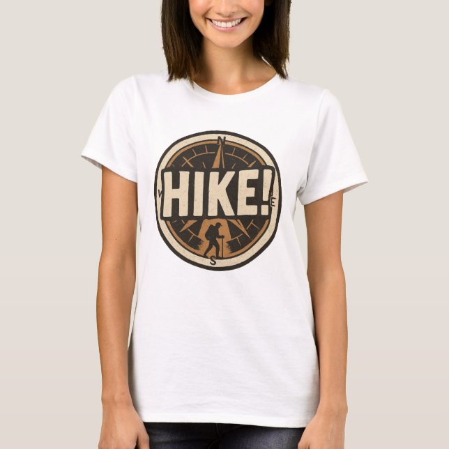 T-shirt Conception de boussole et de badge de randonnée (Devant)