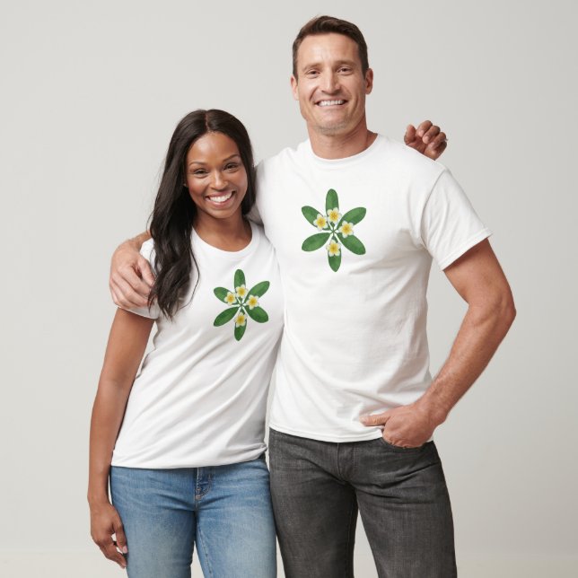 T-shirt Conception de broderie de frangipanier botanique (Unisexe)