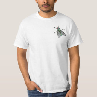 T-shirt Conception de broderie de machine de mouche verte