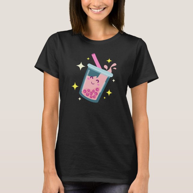T-shirt Conception de Bubble Tea Heureux Mignon  (Devant)