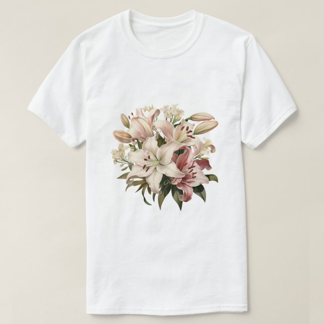 T-shirt Conception de cadeau inspirée de Bouquet Rose (Design devant)
