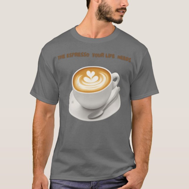 T-shirt Conception de café à l'art du latte en forme de cœ (Devant)