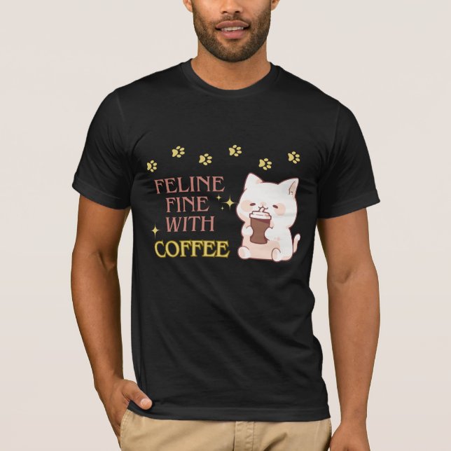T-shirt Conception de café Feline Fine Catful (Devant)