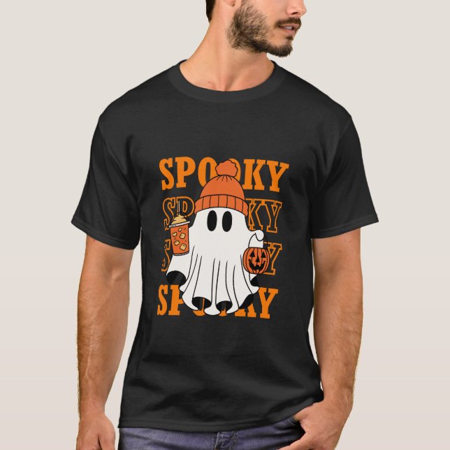 T-shirt Conception de café Halloween Ghost éffrayant (Devant)
