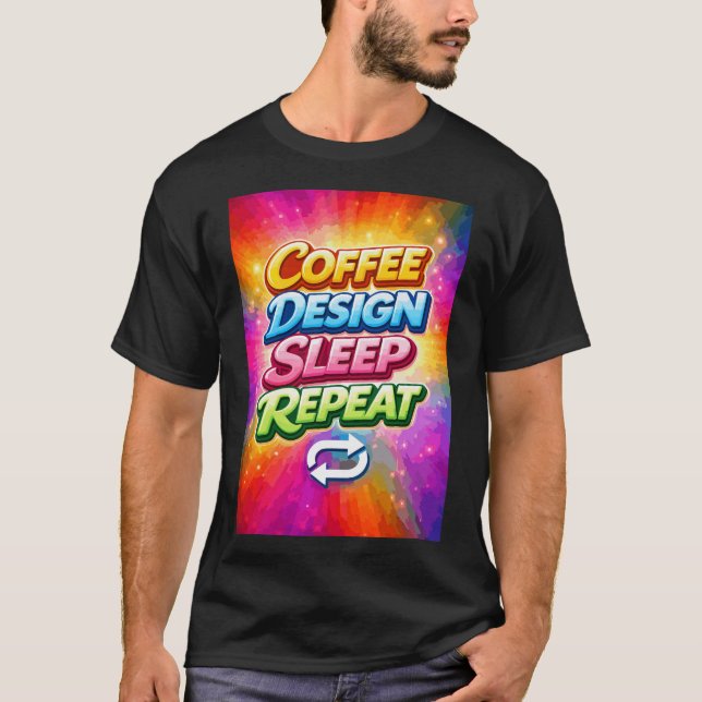 T-shirt Conception de café Sommeil Répéter (Devant)