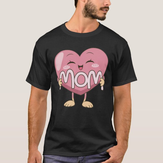 T-shirt Conception de câlin de coeur de maman Kawaii (Devant)