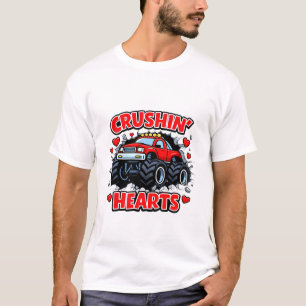 T-shirt Conception de camion mignon écrasant les cœurs