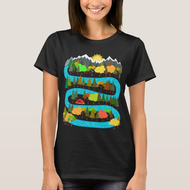 T-shirt Conception de camping fluvial (Devant)