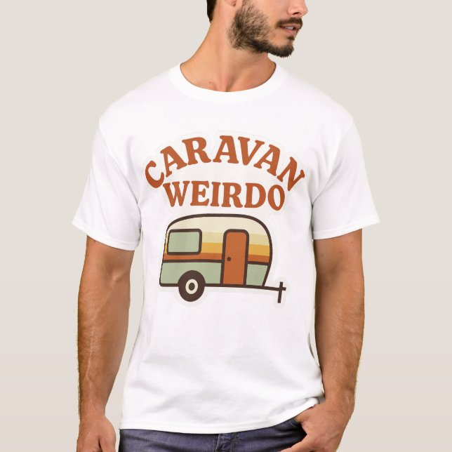 T-shirt Conception de camping rétro bizarre caravane (Devant)