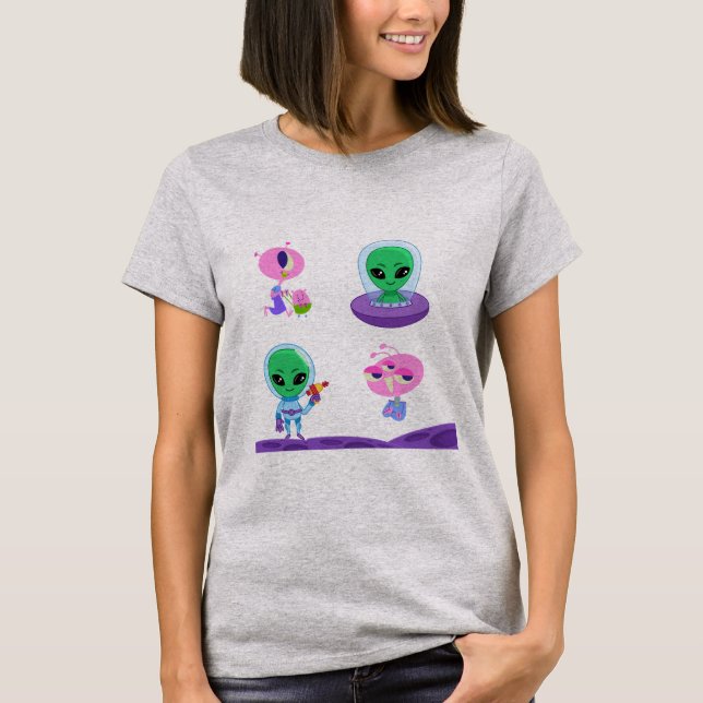 T-shirt Conception de caractères Aliens 3D (Devant)
