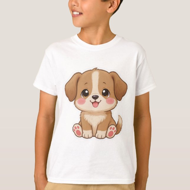 T-shirt Conception de caractères de chiot Kawaii Cute (Devant)