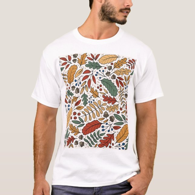 T-shirt Conception de Carré feuille couleur automne (Devant)