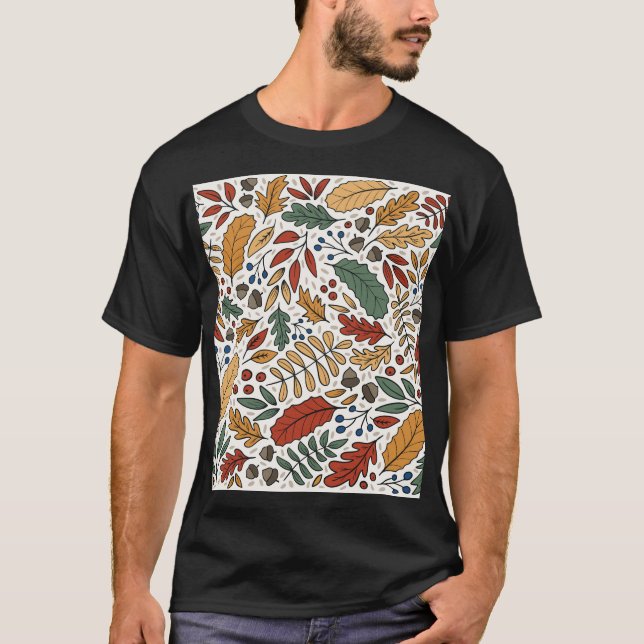 T-shirt Conception de Carré feuille couleur automne (Devant)