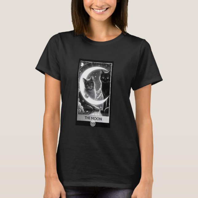 T-shirt Conception de carte de tarot céleste Lune Chat Noi (Devant)