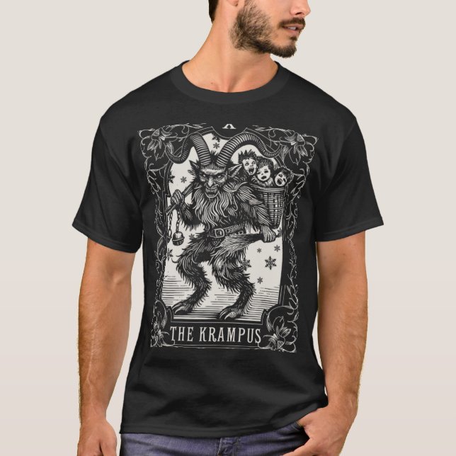 T-shirt Conception de carte de tarot de Krampus saison de  (Devant)