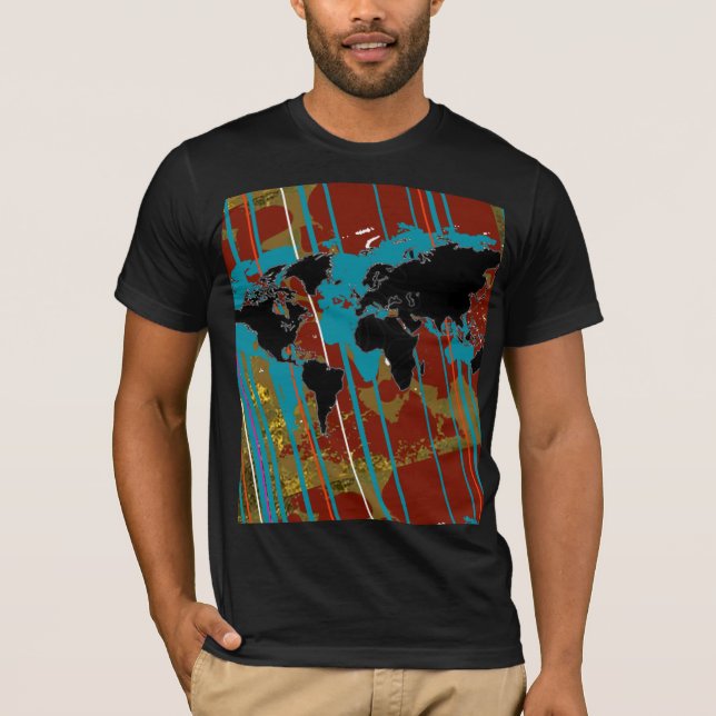 T-shirt conception de carte du monde art (Devant)