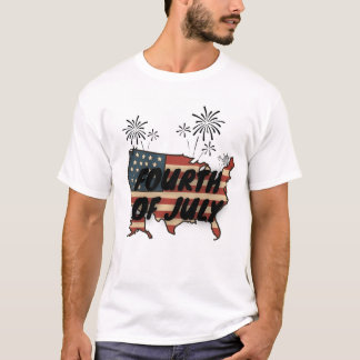 T-shirt Conception de carte vintage patriotique du 4 juill