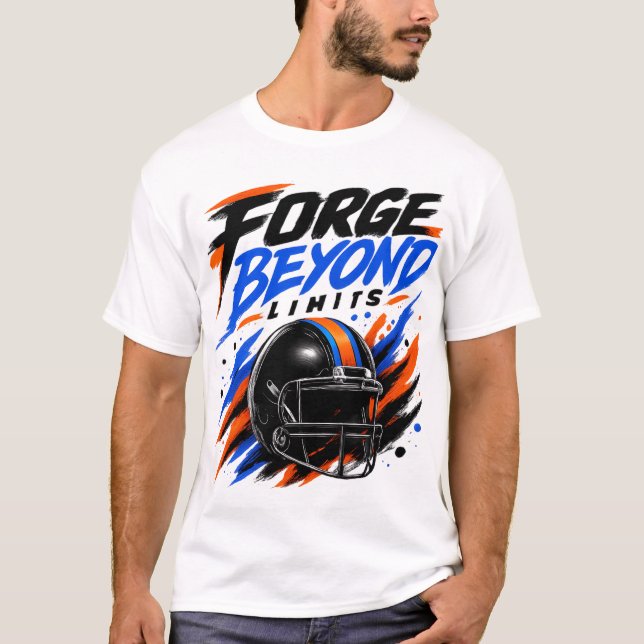 T-shirt Conception de casque de football Forge Beyond Limi (Devant)